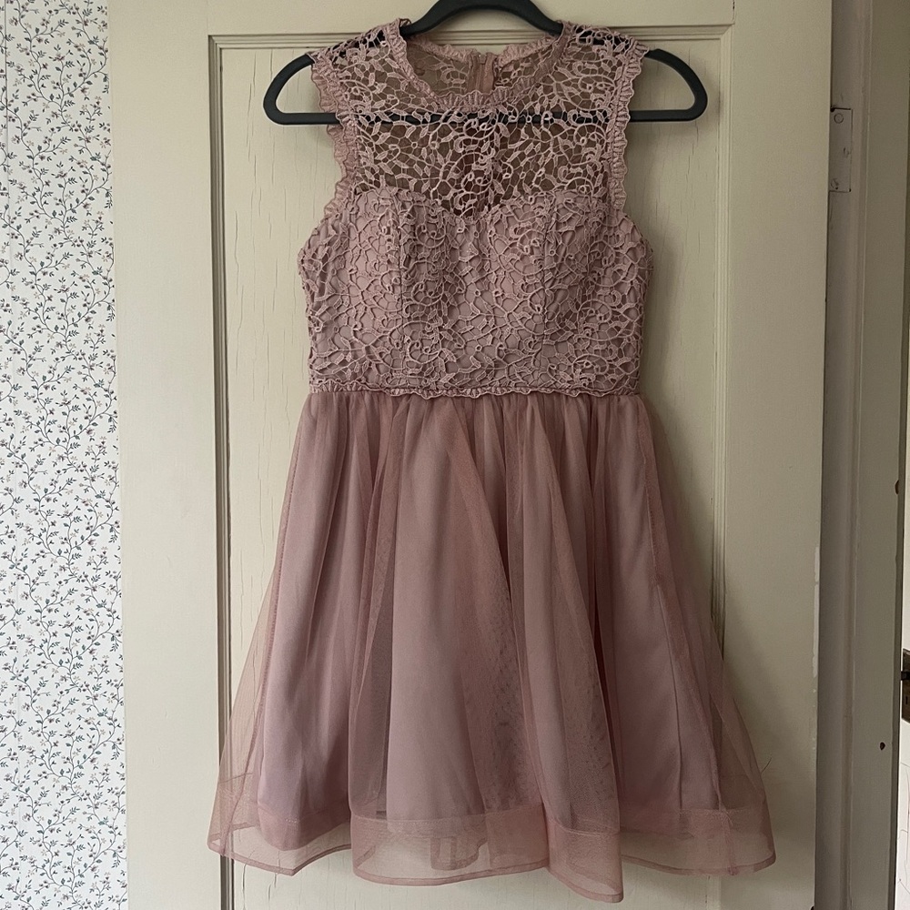 SEQUIN HEARTS Lace & Tule Women’s Dress Pink Juniors Size 9